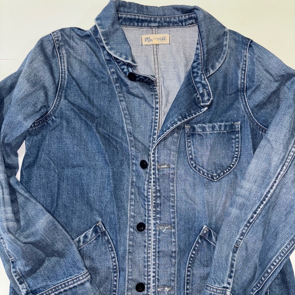 Madewell Denim Jacket Womens Medium Cotton Lyocell Button Front Utility Casual